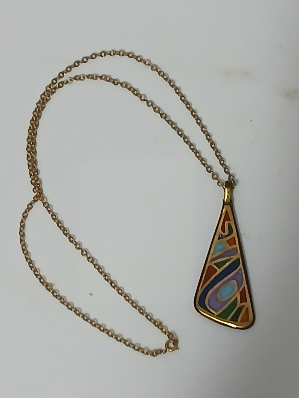 Vintage 1969 Terra Sancta Guild Israel Brass Enameled Shalom Pendant Necklace